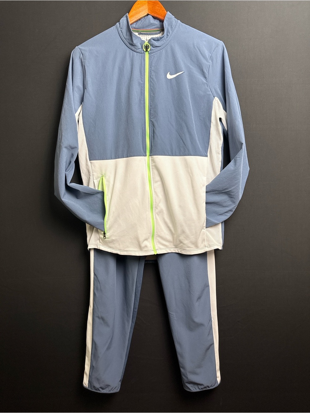 Teen Nike Slate Blue and White Track Jacket with Neon Accent